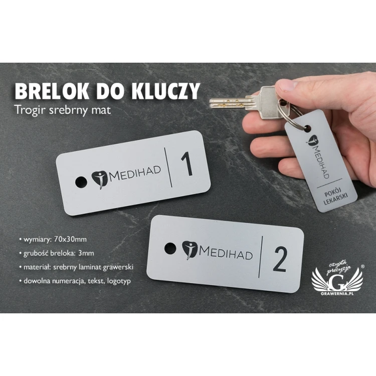 Keychains - TROGIR Matte Silver - 70x30mm