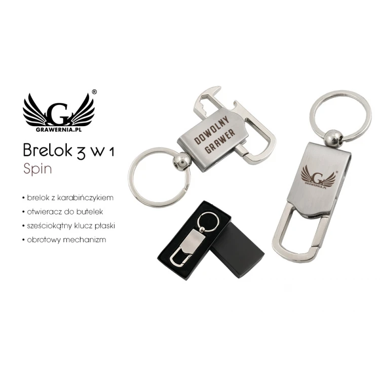 3 in 1 Keychain - Spin - Custom Engraving - BP80