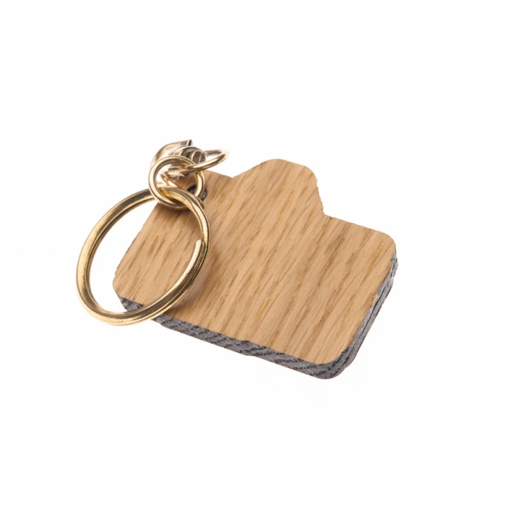 Retro Camera Keychain - Light Oak Wood - Custom Engraving - BP158
