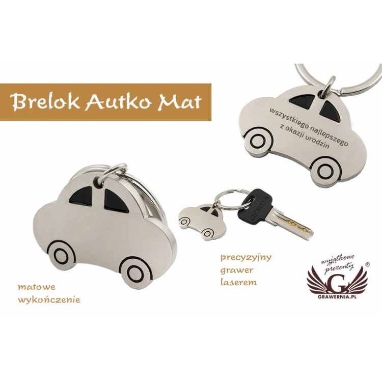 CAR KEYCHAIN - matte metal with any engraving - BP66
