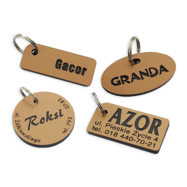 Dog Keyring - GOLDMAT - Double-sided Engraved Laminate - BDZ001