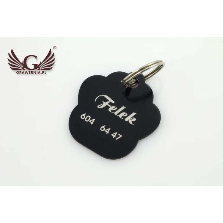Dog and Cat Keychain - BLACK LARGE PAW - BDZ005