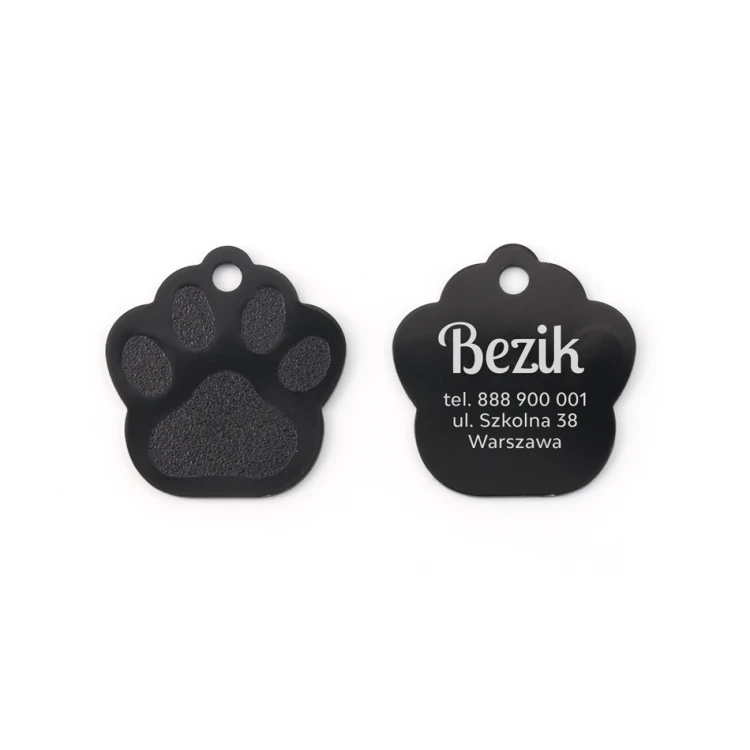 Dog and Cat Keychain - BLACK LARGE PAW - BDZ005