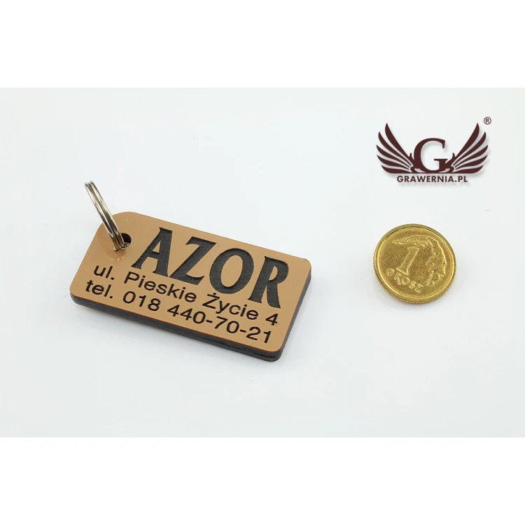 Dog Keyring - GOLDMAT - Double-sided Engraved Laminate - BDZ001
