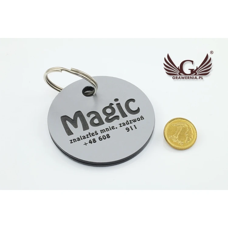 Dog Keyring - SILVERMAT - Double-sided Engraved Laminate - BDZ008