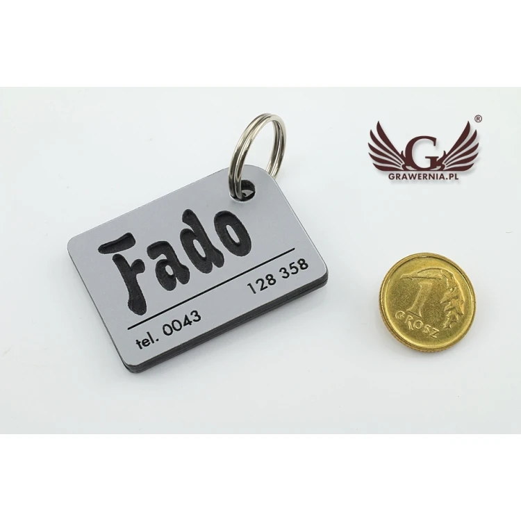 Dog Keyring - SILVERMAT - Double-sided Engraved Laminate - BDZ008
