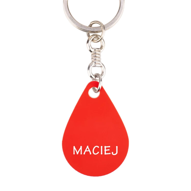 Keychain with Your Blood Type - Red Engraving Laminate - Size 25x36mm - BRL029