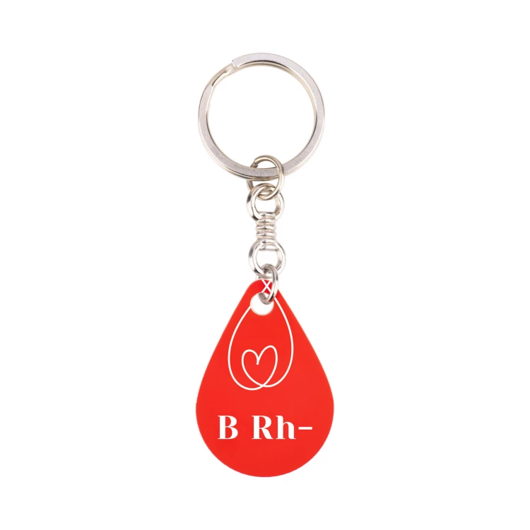Keychain with Your Blood Type - Red Engraving Laminate - Size 25x36mm - BRL032