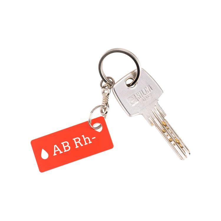 Keychain with Your Blood Type - Red Engraving Laminate - Size 19x44mm - BRL033