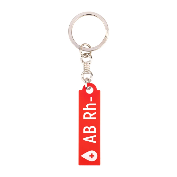 Keychain with Your Blood Type - Red Engraving Laminate - Size 13x49mm - BRL034