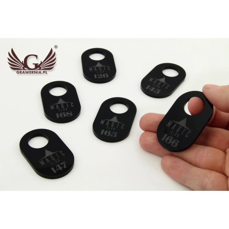 Locker Keychain - Black Acrylic - Size 30x50mm - BA030