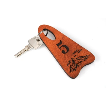 Wooden Keychain Bigbrel 1 - Orange Color Size 60x120mm - BD044