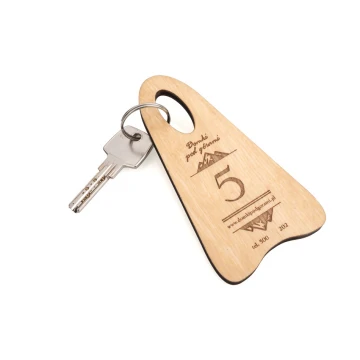 Wooden Keychain Bigbrel 2 - Natural Color - Size 60x120mm - BD077