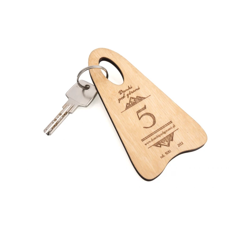 Wooden Keychain Bigbrel 2 - Natural Color - Size 60x120mm - BD077