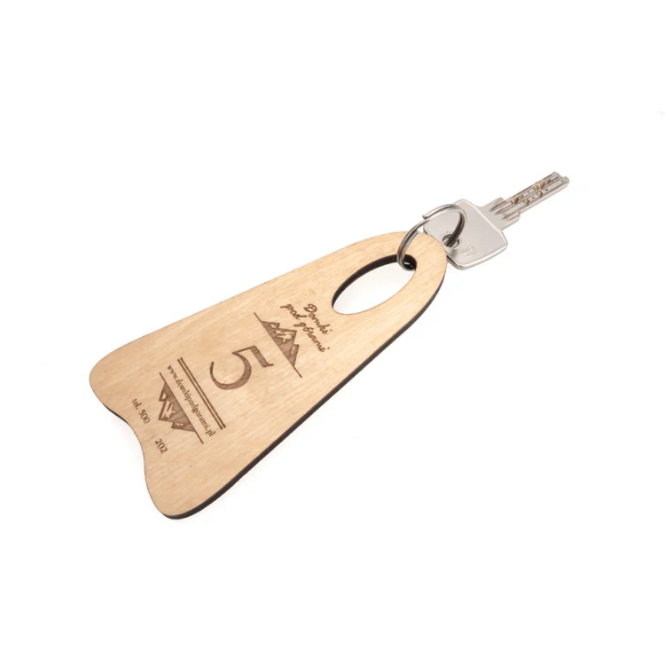 Wooden Keychain Bigbrel 2 - Natural Color - Size 60x120mm - BD077