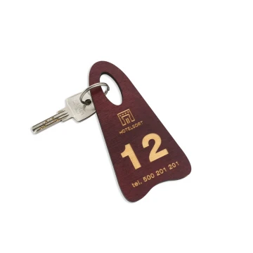 Wooden Keychain Bigbrel 3 - Dark Cherry Color, Size 60x120mm - BD048