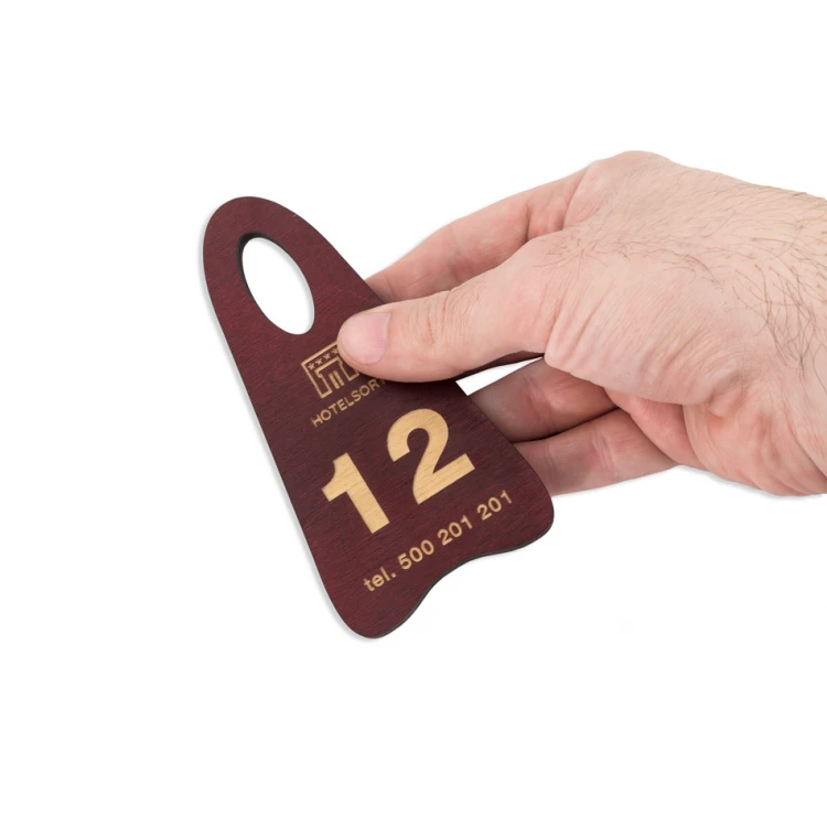 Wooden Keychain Bigbrel 3 - Dark Cherry Color, Size 60x120mm - BD048