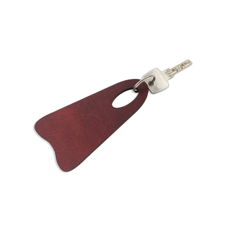 Wooden Keychain Bigbrel 3 - Dark Cherry Color, Size 60x120mm - BD048