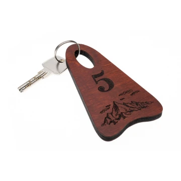 Wooden Keychain Bigbrel 4 - Light Walnut Color - Size 60x120mm - BD075