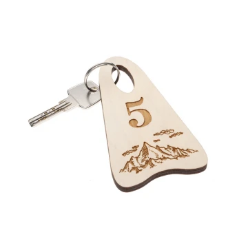 Wooden Keychain Bigbrel 6 - White Color - Size 60x120mm - BD055