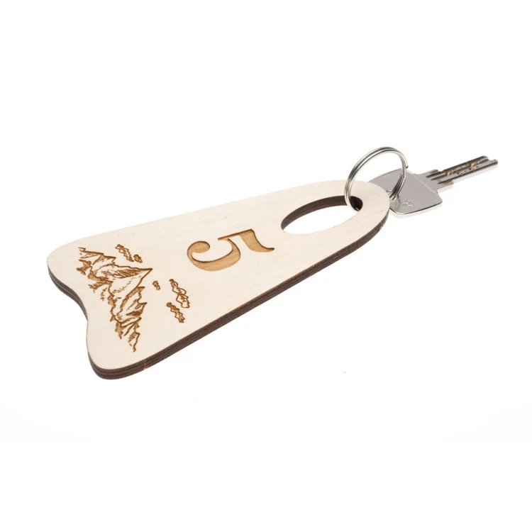 Wooden Keychain Bigbrel 6 - White Color - Size 60x120mm - BD055