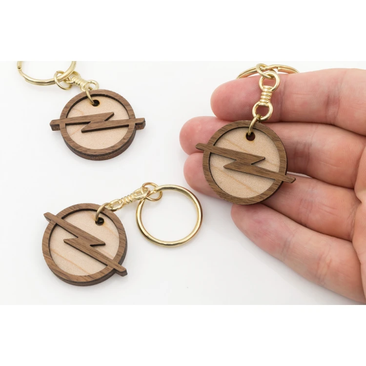 Wooden Keychain for Car Dealers - Solid Maple and Walnut - Timo 2