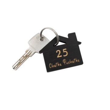 Wooden Keychain House with Chimney 5 - wenge color dim. 55x43mm - BD028