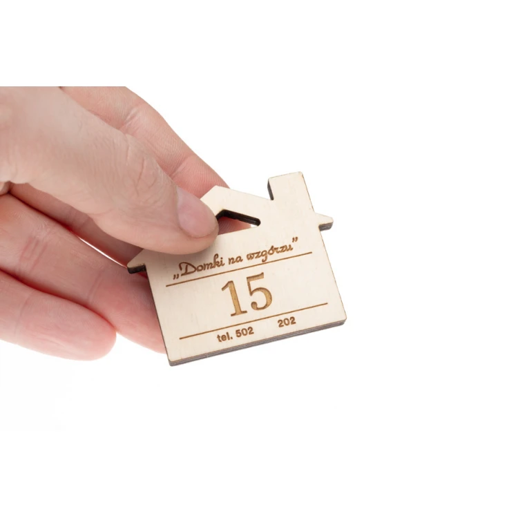Wooden House Keychain with Chimney 6 color white - dim. 55x43mm - BD059