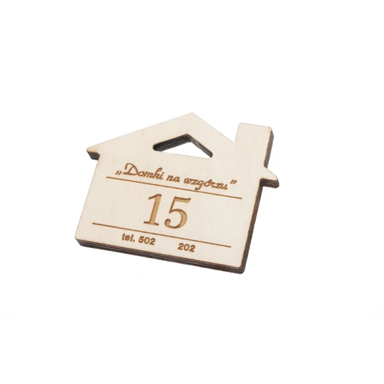 Wooden House Keychain with Chimney 6 color white - dim. 55x43mm - BD059