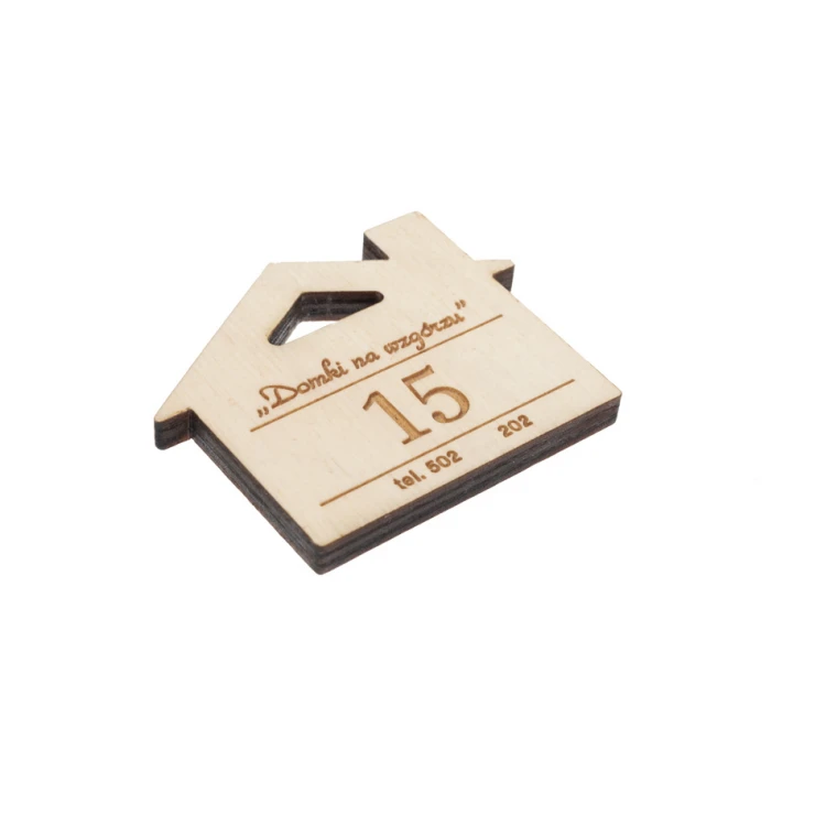 Wooden House Keychain with Chimney 6 color white - dim. 55x43mm - BD059