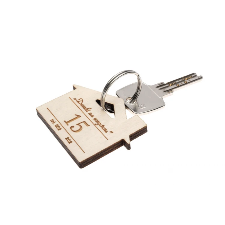 Wooden House Keychain with Chimney 6 color white - dim. 55x43mm - BD059