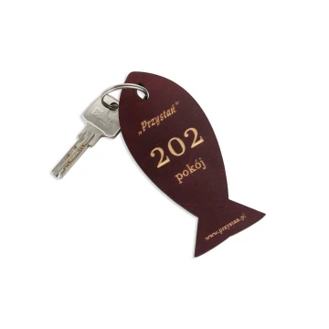 Wooden Keychain Fish 3 - Dark Cherry dim. 110x48mm