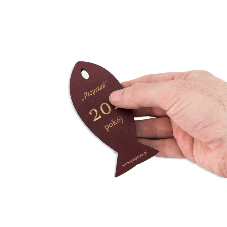 Wooden Keychain Fish 3 - Dark Cherry dim. 110x48mm