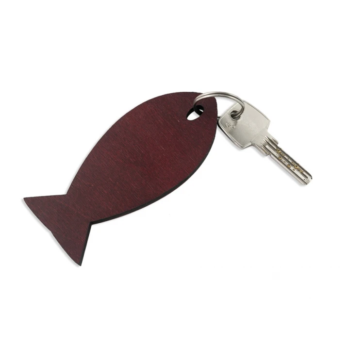 Wooden Keychain Fish 3 - Dark Cherry dim. 110x48mm