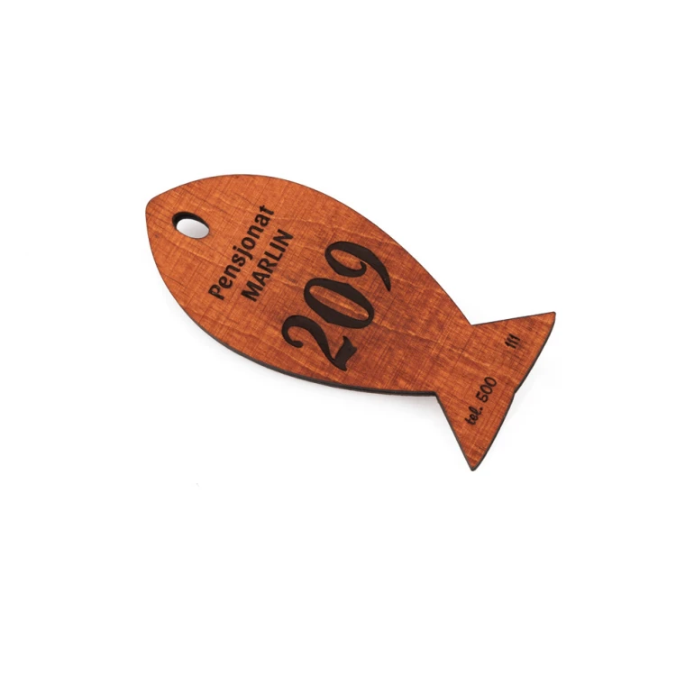 Wooden Keychain Fish 1 - Orange Color Size 110x48mm - BD043