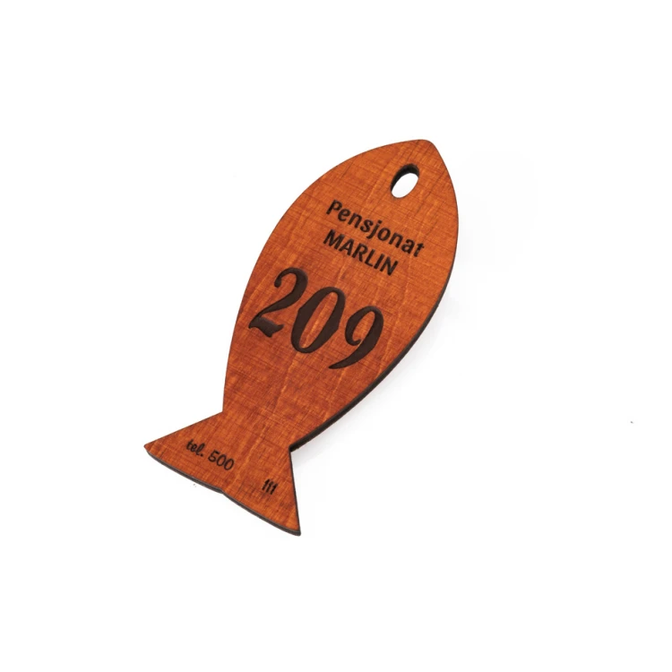 Wooden Keychain Fish 1 - Orange Color Size 110x48mm - BD043