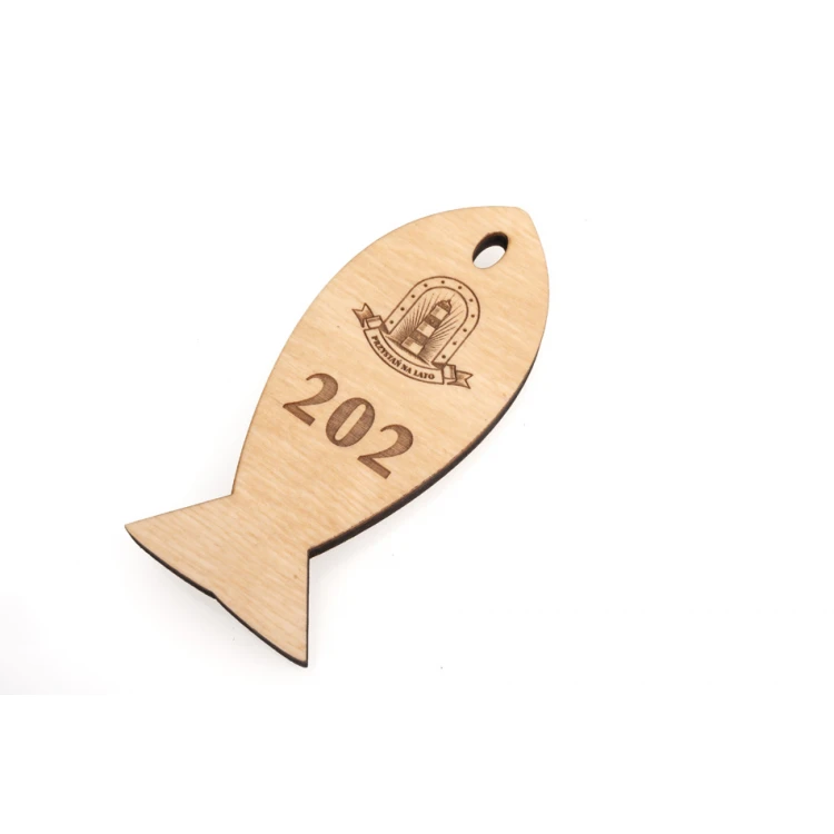 Wooden Keychain Fish 2 - Natural Color - Size 110x48mm - BD078