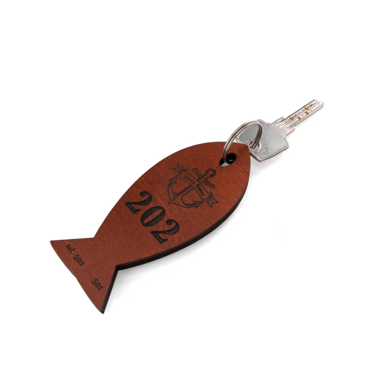 Wooden Keychain Fish 4 - light walnut color - dim. 110x48mm - BD067