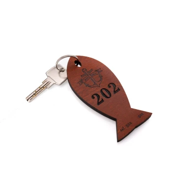 Wooden Keychain Fish 4 - light walnut color - dim. 110x48mm - BD067