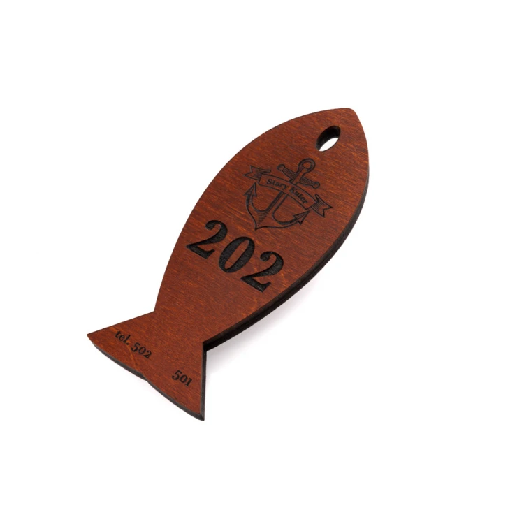 Wooden Keychain Fish 4 - light walnut color - dim. 110x48mm - BD067