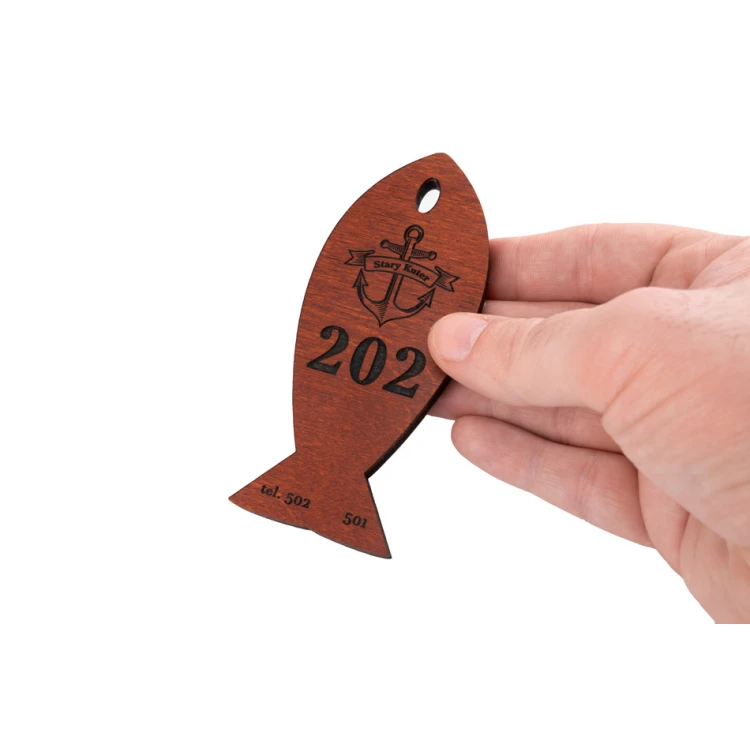 Wooden Keychain Fish 4 - light walnut color - dim. 110x48mm - BD067