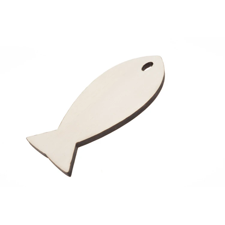Wooden Keychain Fish 6 - white color - dim. 110x48mm - BD056