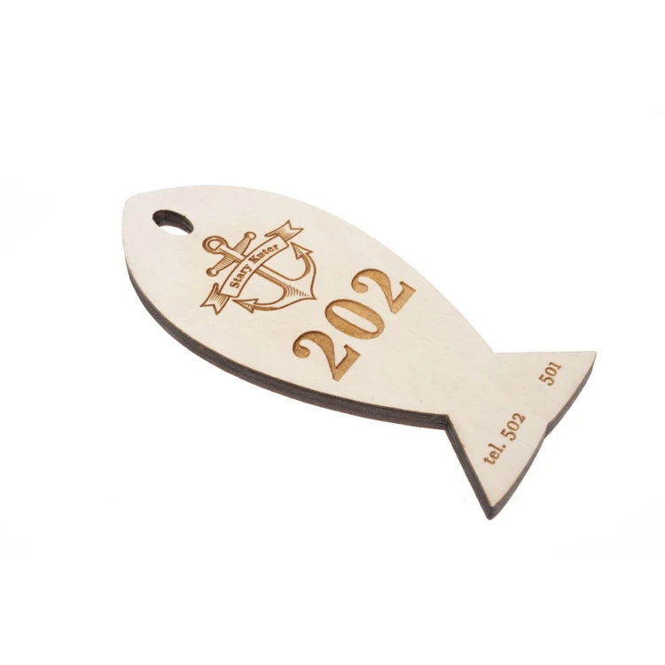 Wooden Keychain Fish 6 - white color - dim. 110x48mm - BD056