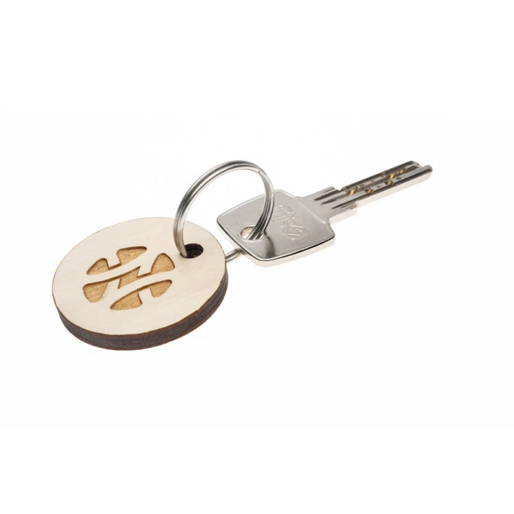 Gregor 6 Wooden Keychain - White Color, Dimensions 40x40mm - BD066