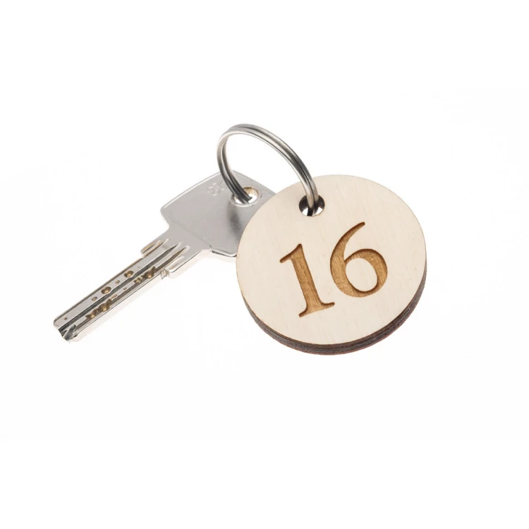 Gregor 6 Wooden Keychain - White Color, Dimensions 40x40mm - BD066