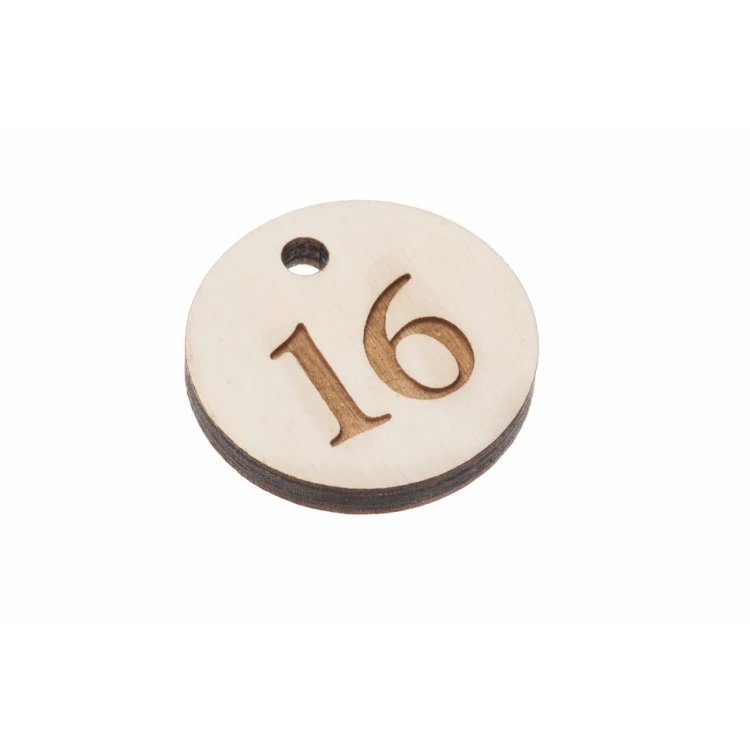 Gregor 6 Wooden Keychain - White Color, Dimensions 40x40mm - BD066