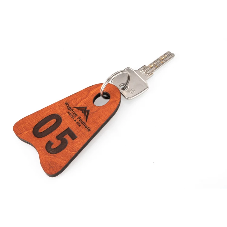 Wooden Keychain Icarus 1 color orange dim. 80x50mm - BD037