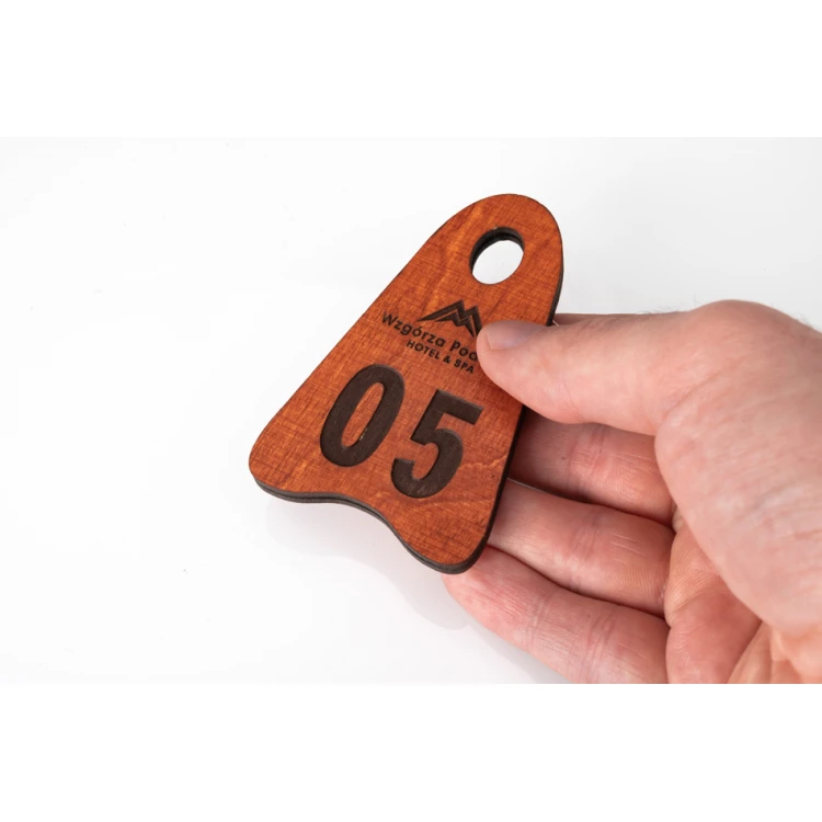 Wooden Keychain Icarus 1 color orange dim. 80x50mm - BD037