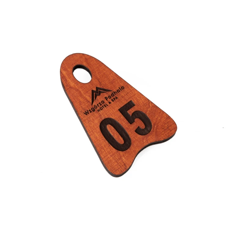 Wooden Keychain Icarus 1 color orange dim. 80x50mm - BD037