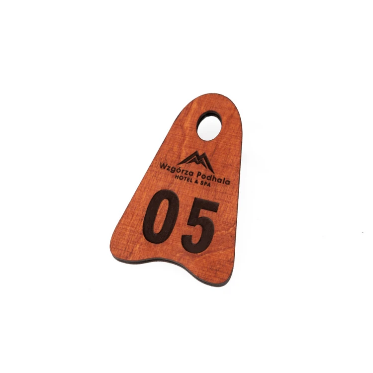 Wooden Keychain Icarus 1 color orange dim. 80x50mm - BD037